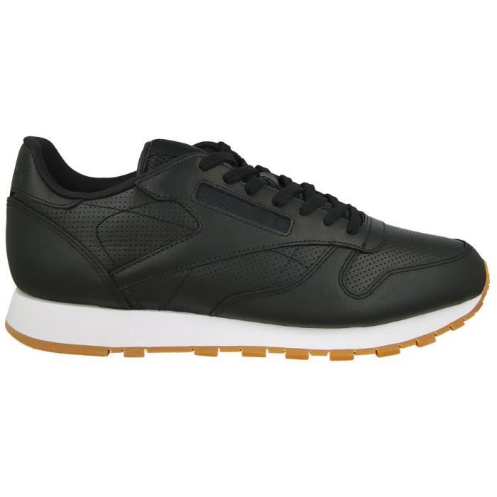 Basket REEBOK CLASSIC LEATHER Homme Noir Cuir Lacets Noir Cdiscount Chaussures