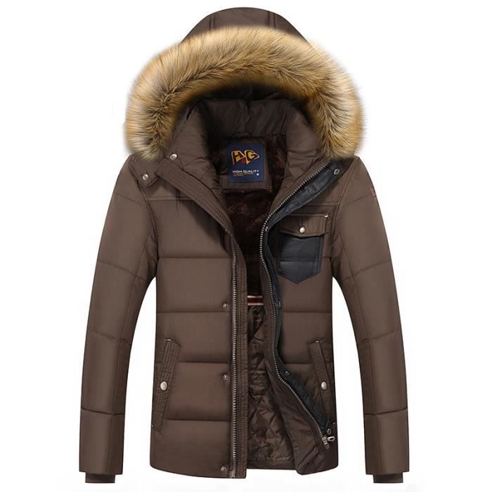 Doudoune marron outlet homme fourrure