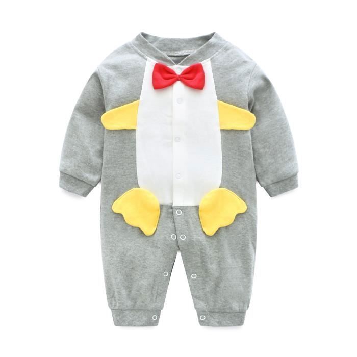 Combinaison Bebe Ensemble De Pyjama Coton Manches Longues Pingouin Gris Pingouin Gris Cdiscount Pret A Porter