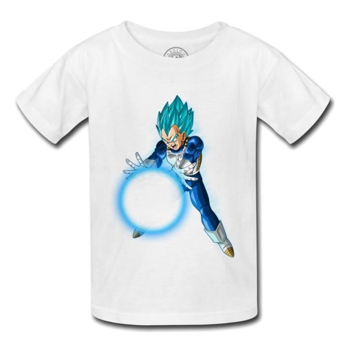 T Shirt Enfant Dragon Ball Super Vegeta Cheveux Bleus Kamehameha