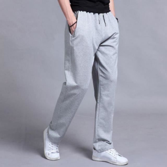Pantalon de jogging gris pour homme - En coton - Avec poche - Jambe large -  Pantalon de sport - Coupe ajustée - Respirant - Large - Pantalon de  survêtement d'été, Gris foncé., XXXL : : Mode