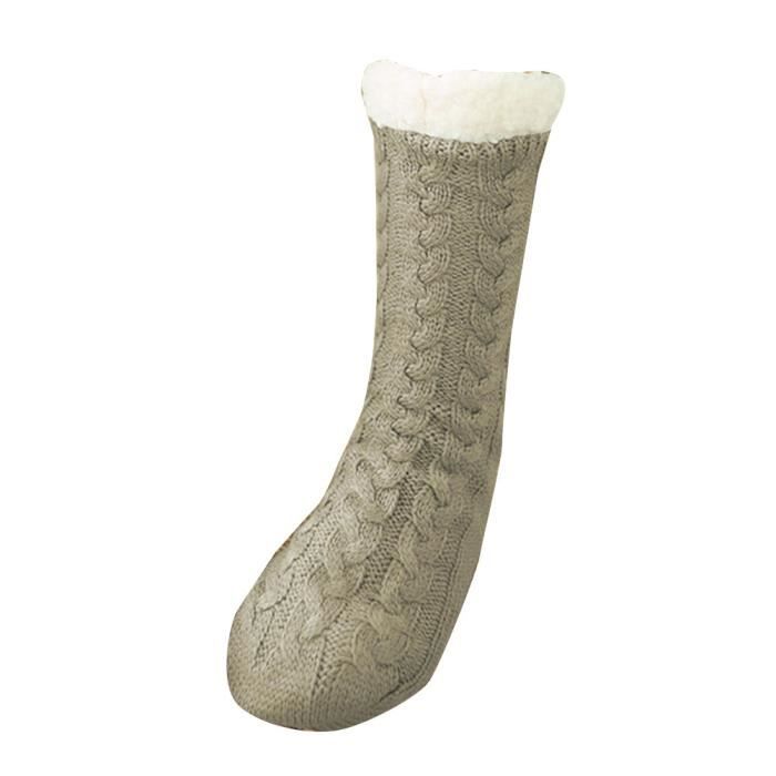 Adultes Chaussettes de Sol Twist Tricotées Fourrure Peluche Doublée  Chaussettes d'hiver épais Thermiques Antidérapantes liCafé Brun clair -  Cdiscount Prêt-à-Porter