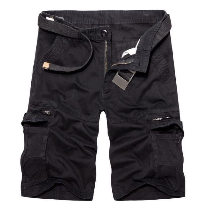 PADOLA Short Homme Coton Lin Été – Bermuda Cargo 4 Poches, Taille Élastique Cordon, Style Décontracté Plage Et Quotidien