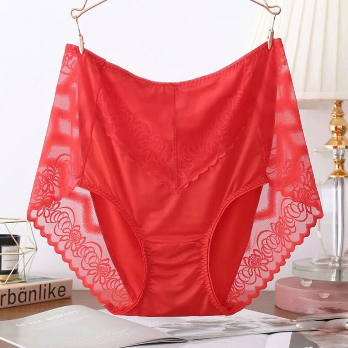 Culotte Slip Dentelle Satin - Motif Floral - Taille Haute - Multicolore - Neuve