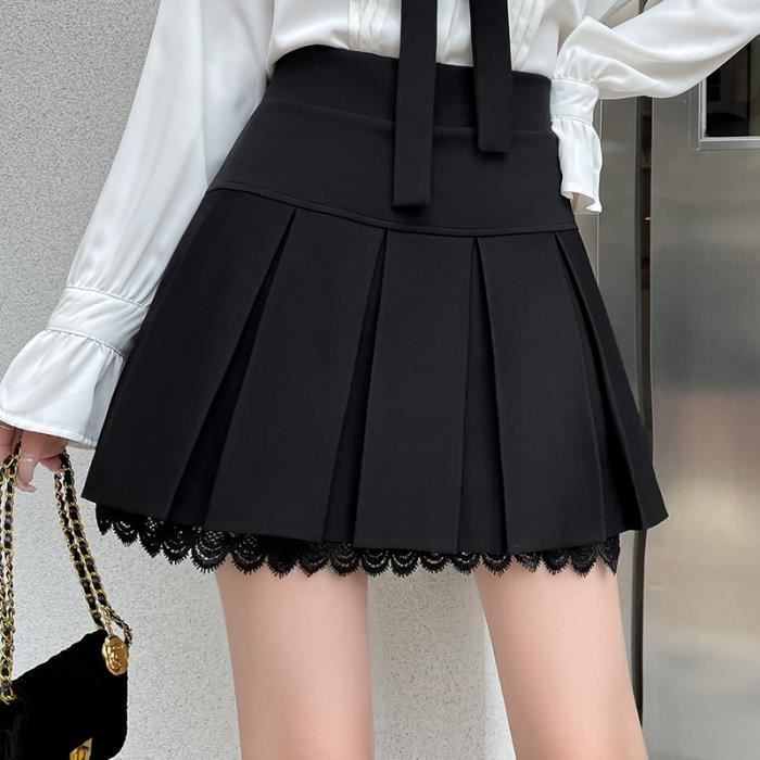 Mini Jupes en dentelle pliss e taille RFSDBl Black