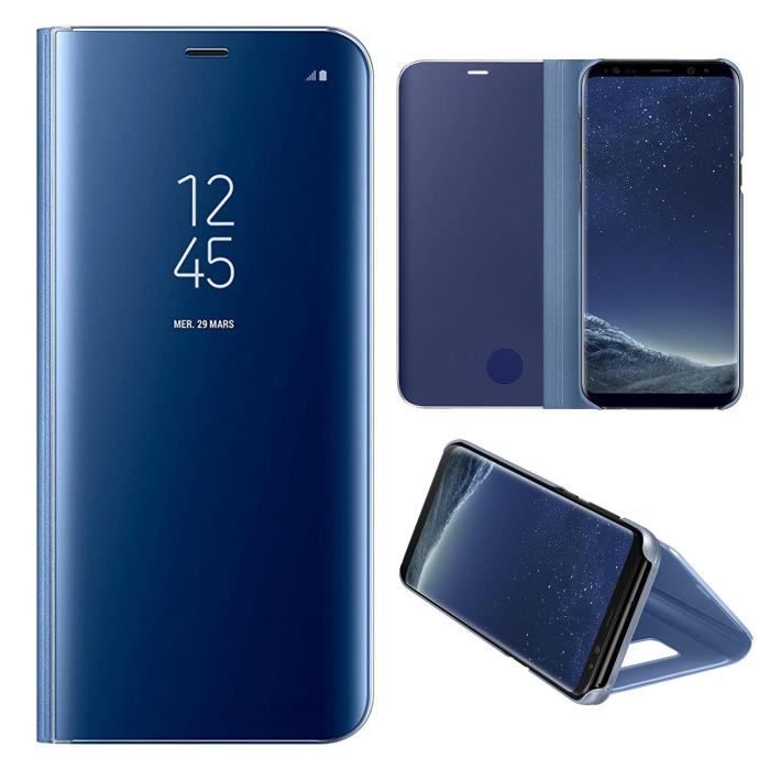 MSK® Étui Pour Samsung Galaxy S8 Plus Housse [Miroir] Flip Case Pochette  Protection Cover - Bleu - Cdiscount Téléphonie