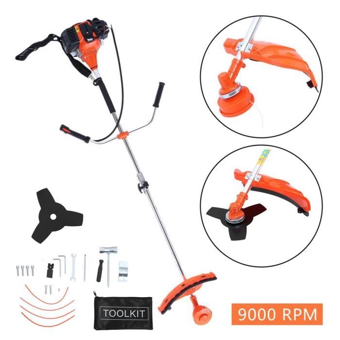 Débroussailleuse Thermique Professionnelle 52cc - 2-en-1 Avec Disque Métal Et Bobine Fil - Guidon Réglable, Puissante Et Polyvalente Pour Grands Terrains - 3