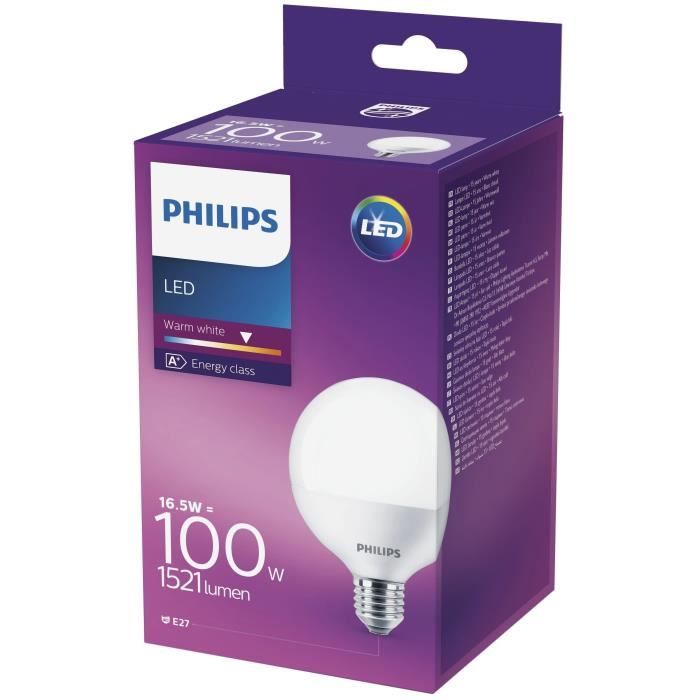 PHILIPS Ampoule LED Globe E27 - 15 W équivalent à 100 W - Blanc chaud -  Cdiscount Bricolage