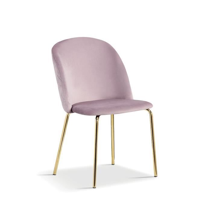 chaise - price factory - noumea - velours rose - métal noir - confortable