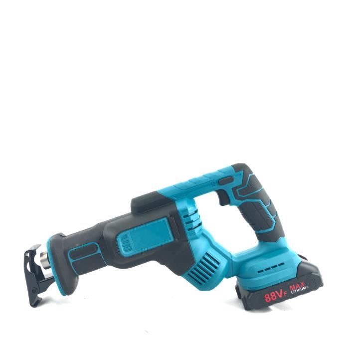 Scie Alternative Sans Fil 18V Compatible Makita - Scie Sabre Avec LED Et 2 Batteries - Coupe Bois Métal