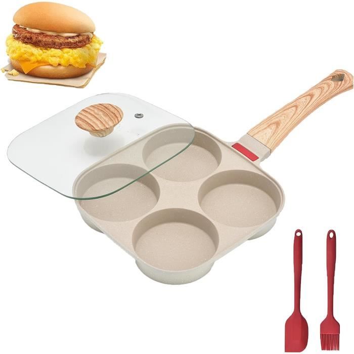 Poêle à œufs 3 Compartiments - Antiadhésif Aluminium - Petit-déjeuner Facile