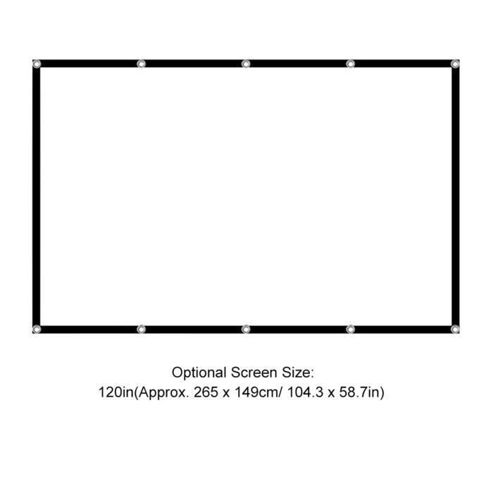 Yuecoom Écran De Projection, 16:9 épaissir Le Rideau De Projecteur Blanc Non Froissé, écran De Projection De Film En Polyester Doux Pour Cinéma Maison Intérieur Extérieur(120in