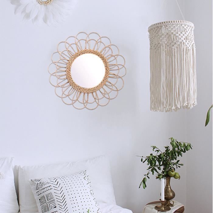 Miroir Mural - SHIPENOPHY - Rotin - 40 cm - Rond - Fleurs et Botanique
