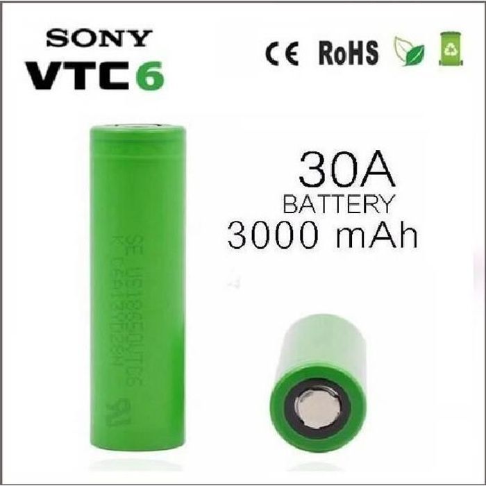 Lots de 2 Accus 18650 SONY VTC6 3000mAh - Accu rechargeable pour cigarettes  électroniques