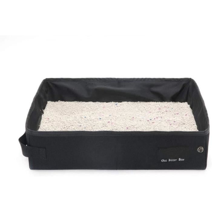 Bac à Litière Pliable Pour Chat - Voyage, Camping & Voiture - Noir, Étancher, Avec Bol Pliable Et Pelle