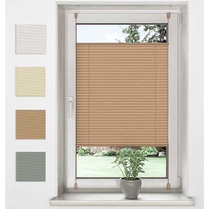 Store Plissé Occultant Sans Perçage – 90x150 Cm, Opaque, Anti-UV, Auto-adhésif, Pour Fenêtre Et Porte