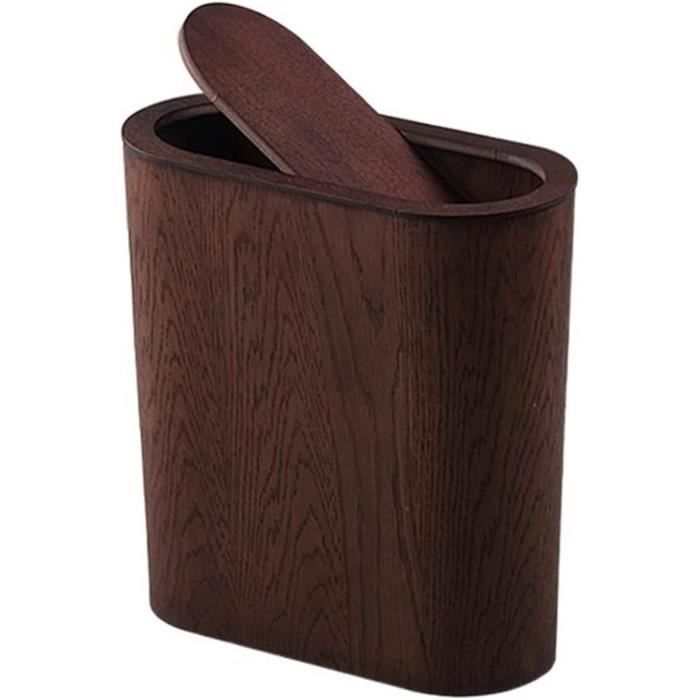 Petite Poubelle Toilette Bois Avec Couvercle - Compacte Étroite Pour Cuisine Bureau Chambre 29.2cm