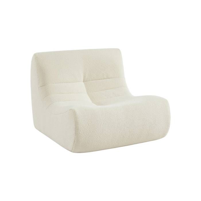 Fauteuil chauffeuse en bouclette texturée blanc style contemporain 1 place