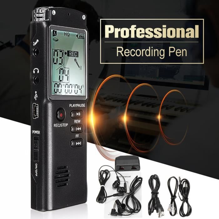 8Go Dictaphone Enregistreur Numérique Vocal Portable Pour Cours Réunion ...