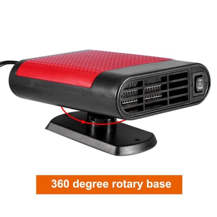 Chauffage Voiture 2 En 1 Ventilateur Et Dégivreur - Branchement Allume-cigare 12V, Réglable 360°, Pour Pare-brise Et Habitacle - 9