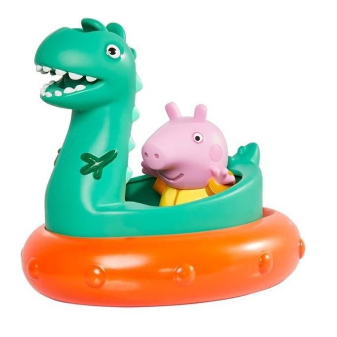 Jouet de bain Peppa Pig Tomy - Licorne et Dinosaure - Vert et Orange - 12 cm