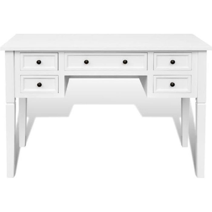Bureau Blanc Moderne Avec 5 Tiroirs De Rangement Pour Salle D Etude Ou Chambre A Coucher 109 5 X 45 X 77 5 Cm Achat Vente Bureau Bureau Blanc Moderne Avec 5