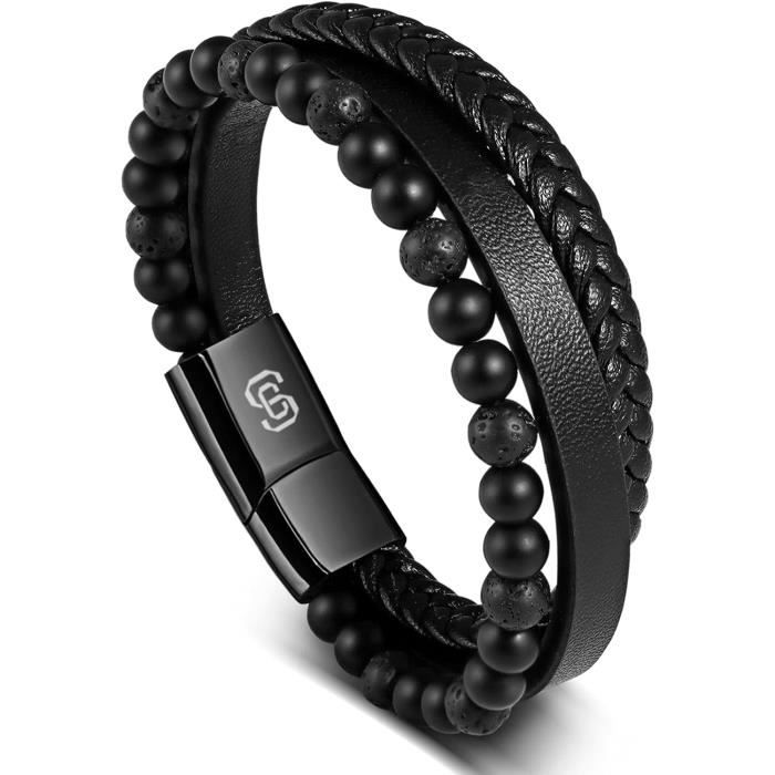 Bracelet Acier Homme Cuir Bracelet Tressé Avec Boucle Or Bracelet En Argent Pour Homme[k15619