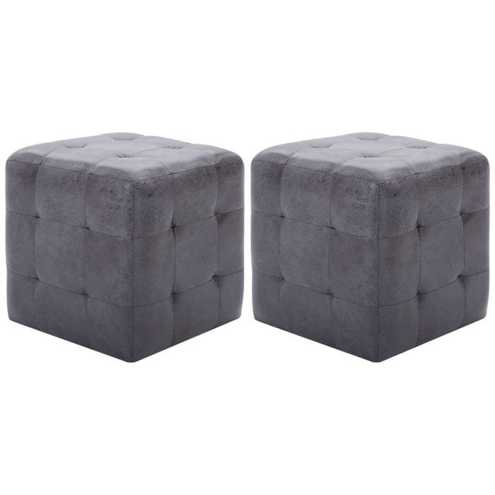 vidaXL 2 pcs Tables de chevet Gris 30x30x30 cm Similicuir daim 249015
