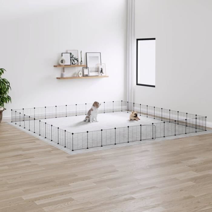 3114028 vidaXL Cage animaux de compagnie à 44 panneaux et porte Noir 35x35 cm