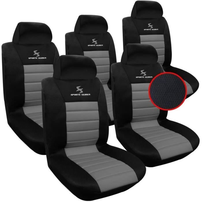WOLTU 5 X Housse de siège Noir GrisAuto Housse de Voiture UniverselleAS7255-5