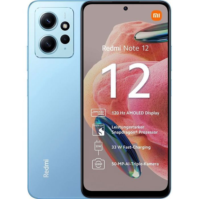 Smartphone Xiaomi Redmi Note 12 4G — 667 AMOLED 4 Go RAM/64 Go Bleu