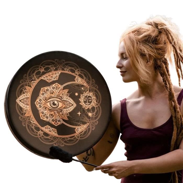 Tambour Chamanique – Tambour Celtique Sacré, Maillet Inclus, Bois Et Polyester, 25 Cm, Décoration Spirituelle - 10