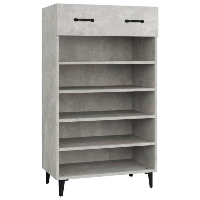 YID Armoire à chaussures Gris béton 60x35x105 cm Bois d'ingénierie Cdiscount Maison