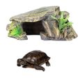 1 pc ornement tortue Aquarium créatif Reptile décor résine artisanat cachette grotte-1