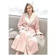 PC30868-Longue Peignoir Femme Robe de Chambre Chaud Hiver Flanelle Peignoir de Bain(Rose,L-(55-80KG)-1