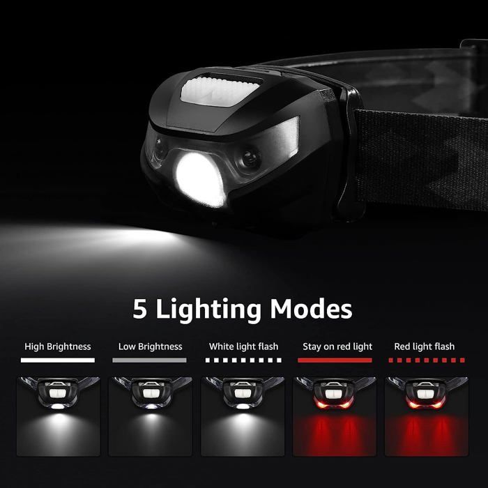 Lampe Frontale Lsnisni 10 LED 18 000 Lumens – Rechargeable, Feu Rouge, 10 Modes, Casque Compatible, étanche IPX5 Pour Course, Camping, Pêche
