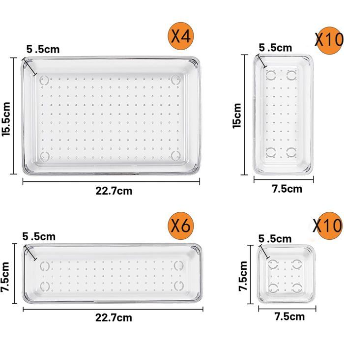 2x Organiseurs De Maquillage, Boîte Rangement Make Up Avec Tiroirs, Salle De Bain, Coiffeuse, Support Empilable, Blanc