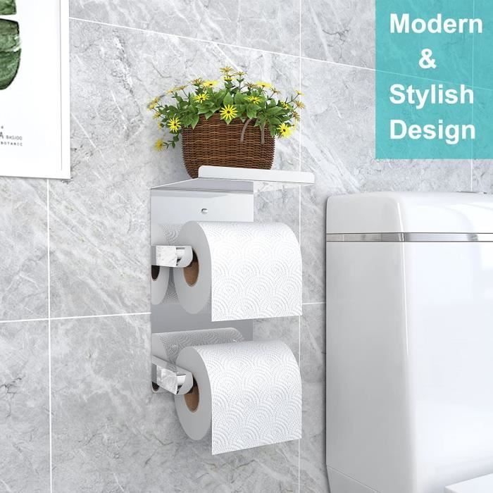 Dérouleur Papier Toilette Acier inoxydable Porte-rouleau WC Mural