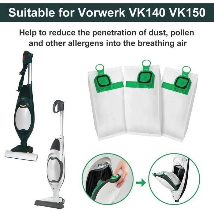 Lot de 10 Sacs d'Aspirateur pour Vorwerk Kobold VK200, Sac À