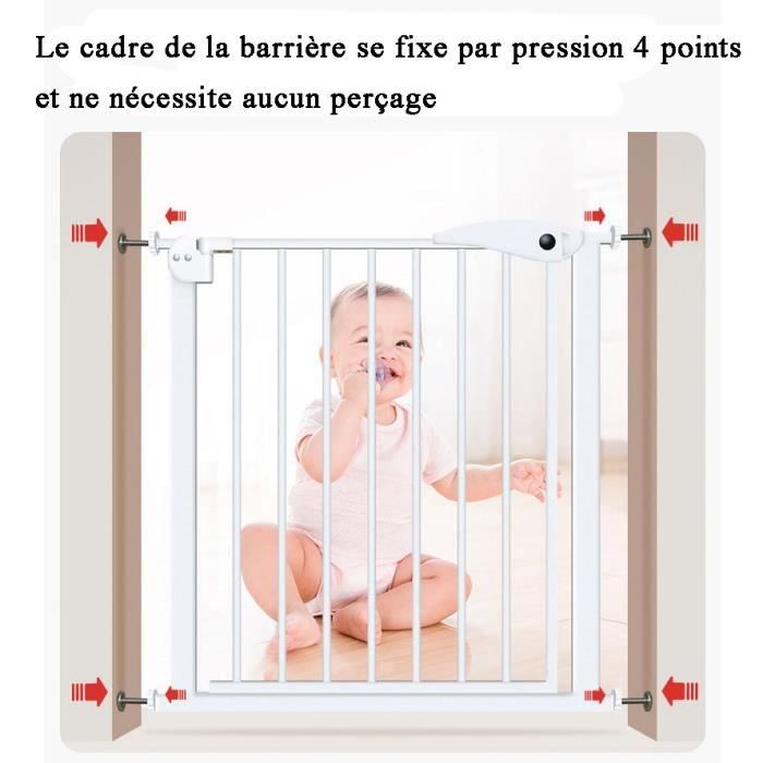 Barrière De Protection Pour Escaliers - Pour Portes - Largeur : 75 À 85 Cm  - Fermeture Automatique - Sans Perçage - Pour Enfa[P293] - Cdiscount