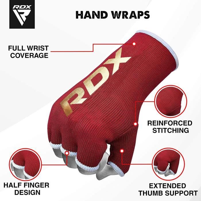 RDX Bandes De Boxe 4,5 M – Hand Wraps Élastiques En Fibre De Carbone Pour MMA, Muay Thai, Kickboxing & Arts Martiaux