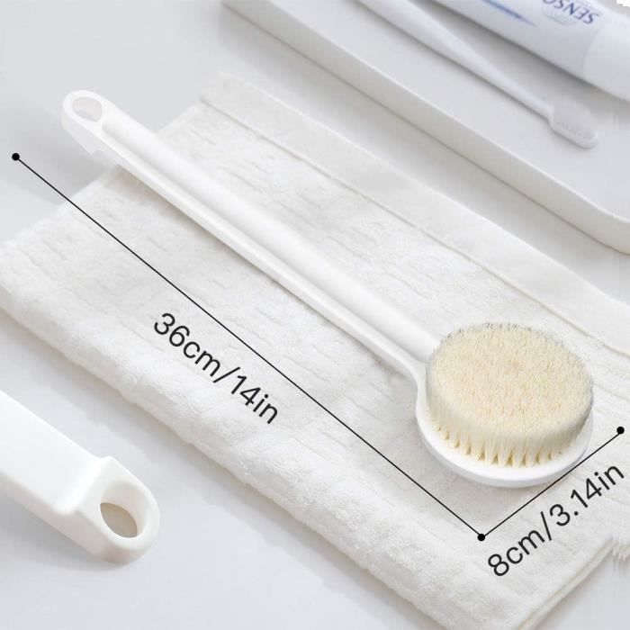 Brosse à Récurer Le Dos Pour La Douche - Exfoliant Et Gommant - 27 Cm - Blanche - Neuf