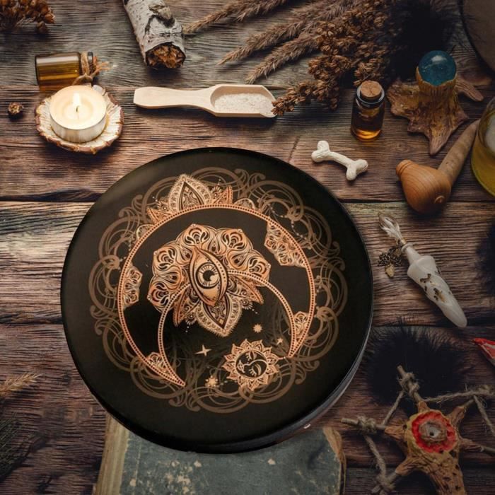Tambour Chamanique – Tambour Celtique Sacré, Maillet Inclus, Bois Et Polyester, 25 Cm, Décoration Spirituelle - 4