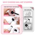AIMEILI Nail Art Stamping Templates Kit d'outils de manucure 5Pcs Nail Stamping Plates, 2 Stamper, 2 Scraper, 1 Latex Peel Off Tape-2