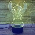 Cartoon Stich Lampe 3D pour chambre à coucher Table Veilleuse Acrylique Panneau Usb Câble 7 Couleurs Touch Base Lampe Enfant Cadeau -2