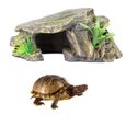 1 pc ornement tortue Aquarium créatif Reptile décor résine artisanat cachette grotte-2