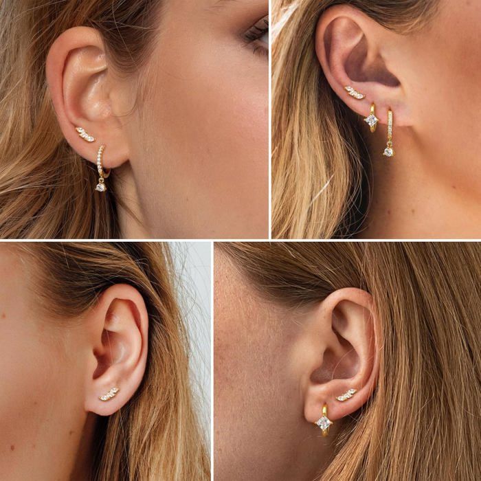 Boucles D'oreilles Mini Anneaux Et Tiges - Argent 925, Dormeuses, Neuves Avec étiquettes