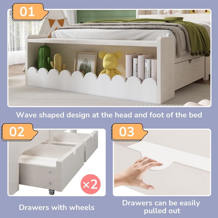 KOMHTOM Lit lit enfant canapé lit lit simple 90x190 cm cadre de lit en bois massif