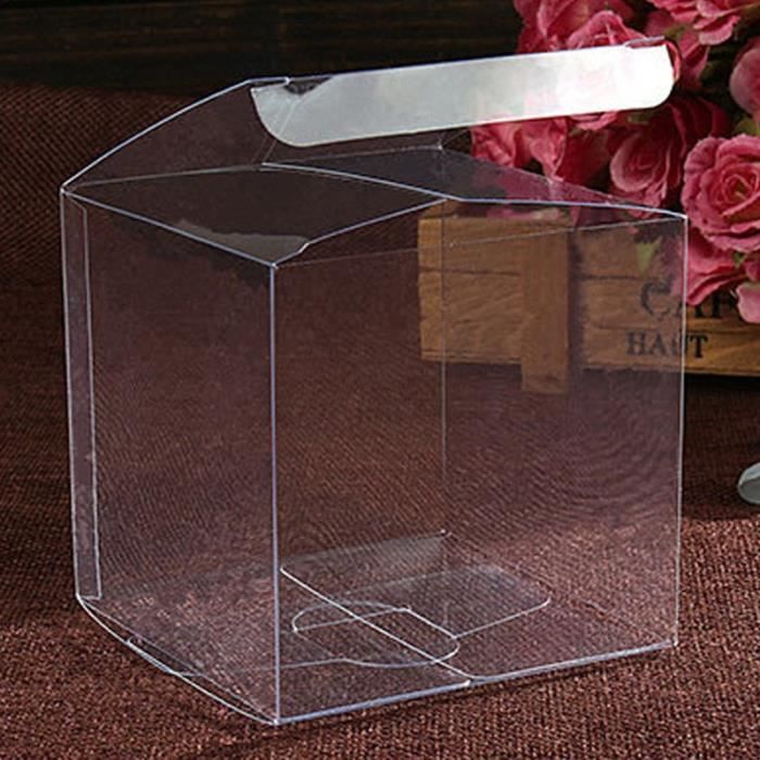 50pcs Boîtes en plastique transparent pour les cadeaux Pvc Boîte d'emballage  Emballage cadeau Boîte à bonbons transparente Mariage Gi