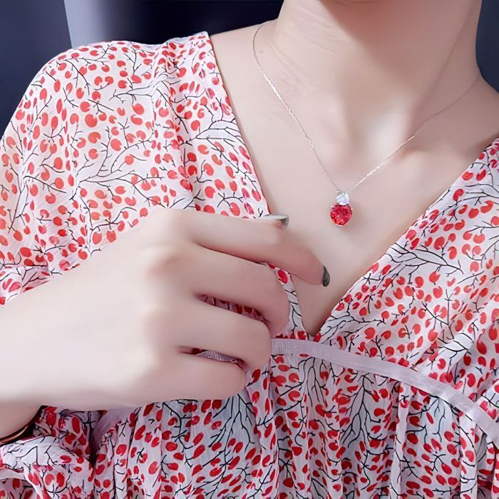 Parure De Bijoux Cristal Et Strass Rouge - Métal Argenté Sans Nickel, Neuf Avec Étiquettes